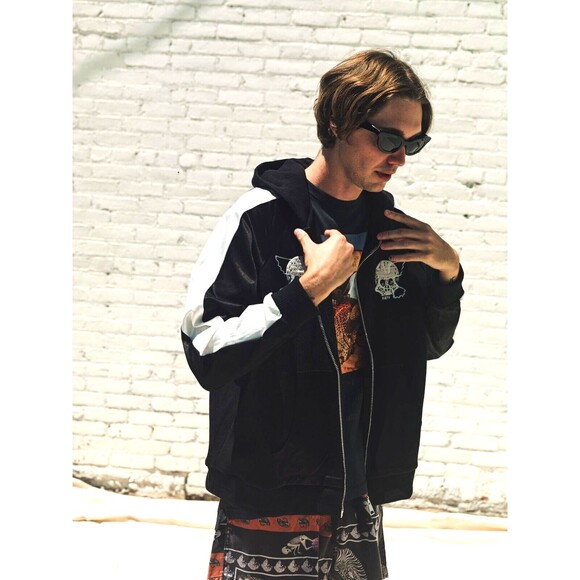 Lost Daze Skull Dove Zip Hoodie Black Large Silk Sleeves Embroidery - Picture 4 of 7